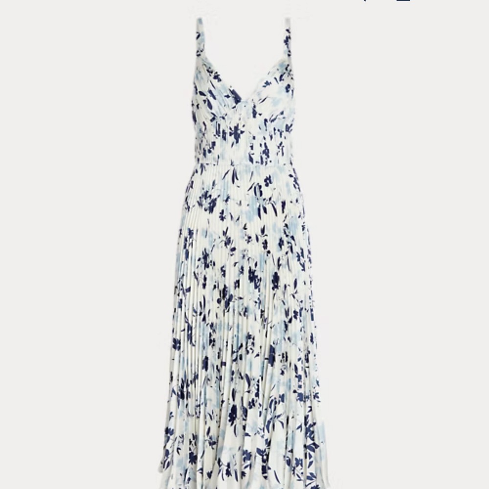 Ralph Lauren Floral Pleated Satin Dress